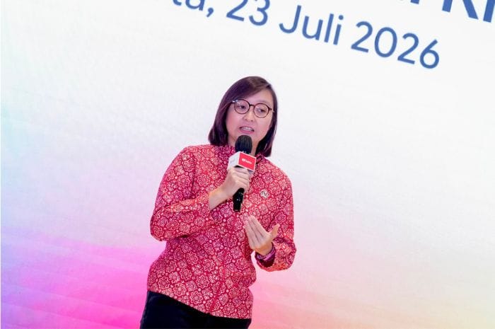 Wakil Menteri Ekonomi Kreatif Irene Umar menyampaikan pentingnya AI dan pelindungan kreator di Jakarta.