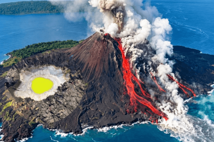 Gambar gunung anak krakatau sebagai ilustrasi Peralatan pemantauan aktivitas Gunung Anak Krakatau