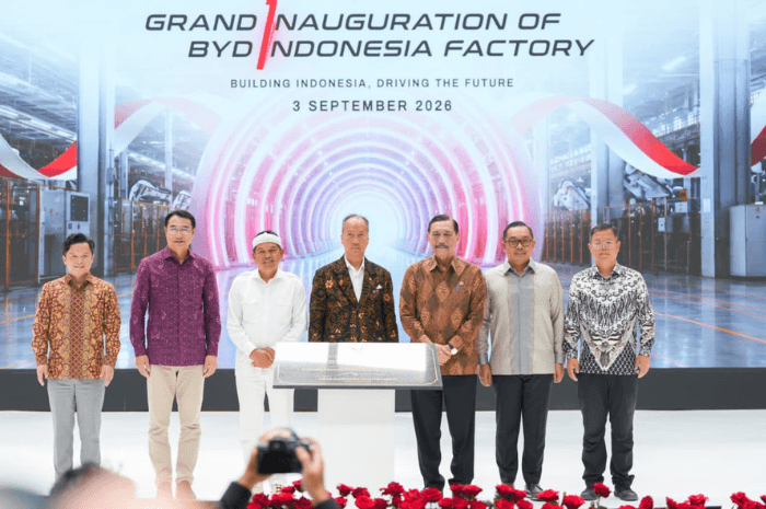 Fasilitas produksi PT BYD Motor Indonesia di Subang, Jawa Barat, yang mulai beroperasi pada Kamis (03/09/2026)