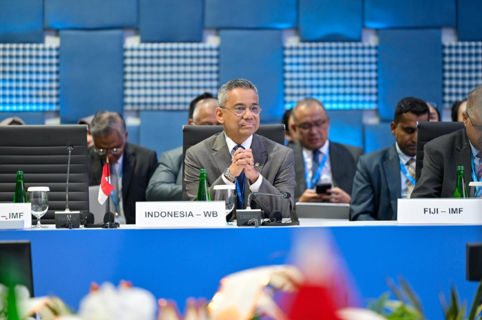 Menteri Keuangan Suahasil Nazara dalam pertemuan The 57th Joint Governors Meeting di Bangkok, Thailand.
